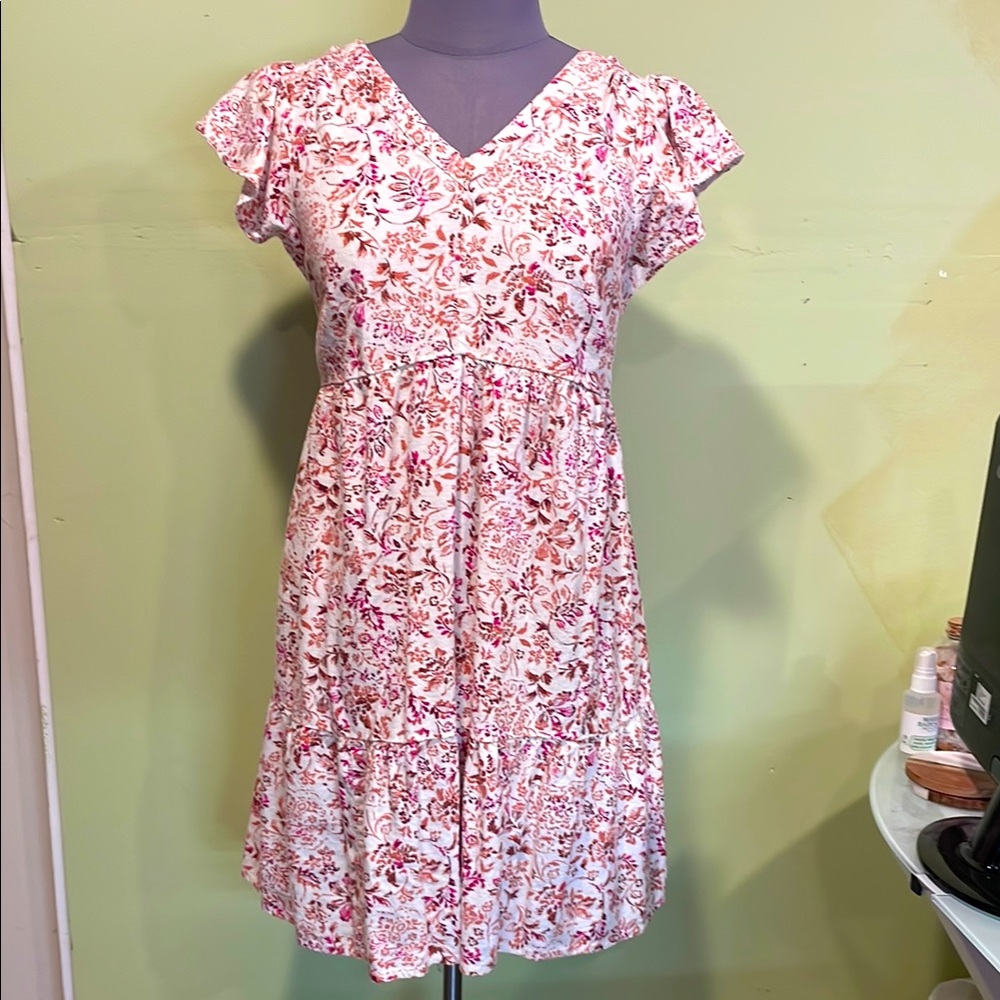 Isabel Maternity, Linen Floral Dress, Size XS